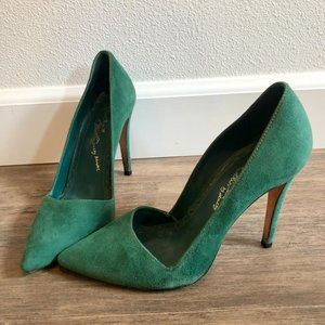 Alice + Olivia Green Dina Suede Pumps (Size7.5/38)